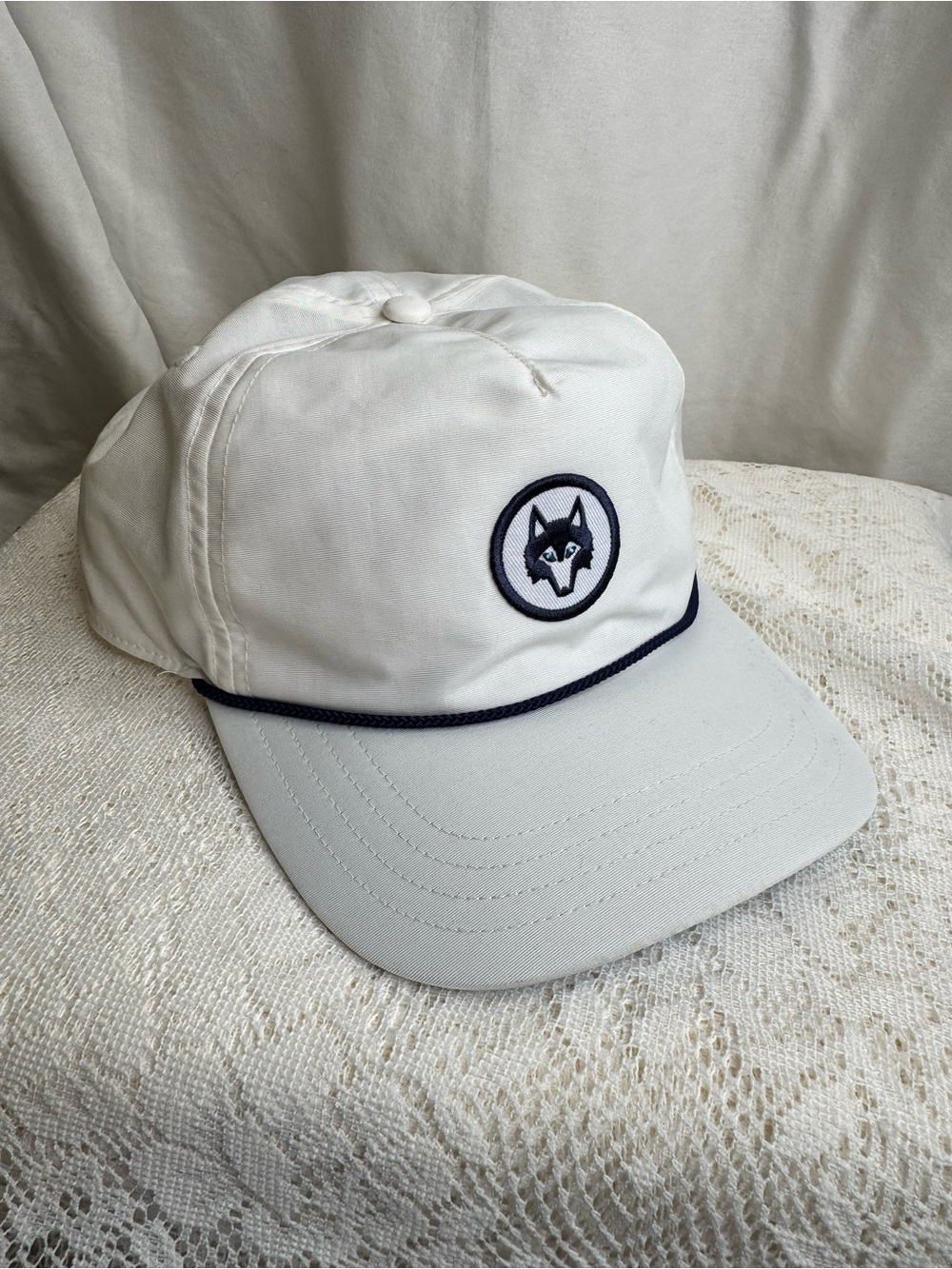 Greyson Wolf Logo Rope Golf Hat White Snapback